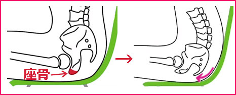 ピント　人は座るとき座骨で体を支えバランスをとっています。
